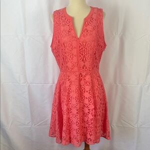 NWT LC Lauren Conrad Elegant Coral Lace Fit & Flare Sleeveless Dress - Size 12